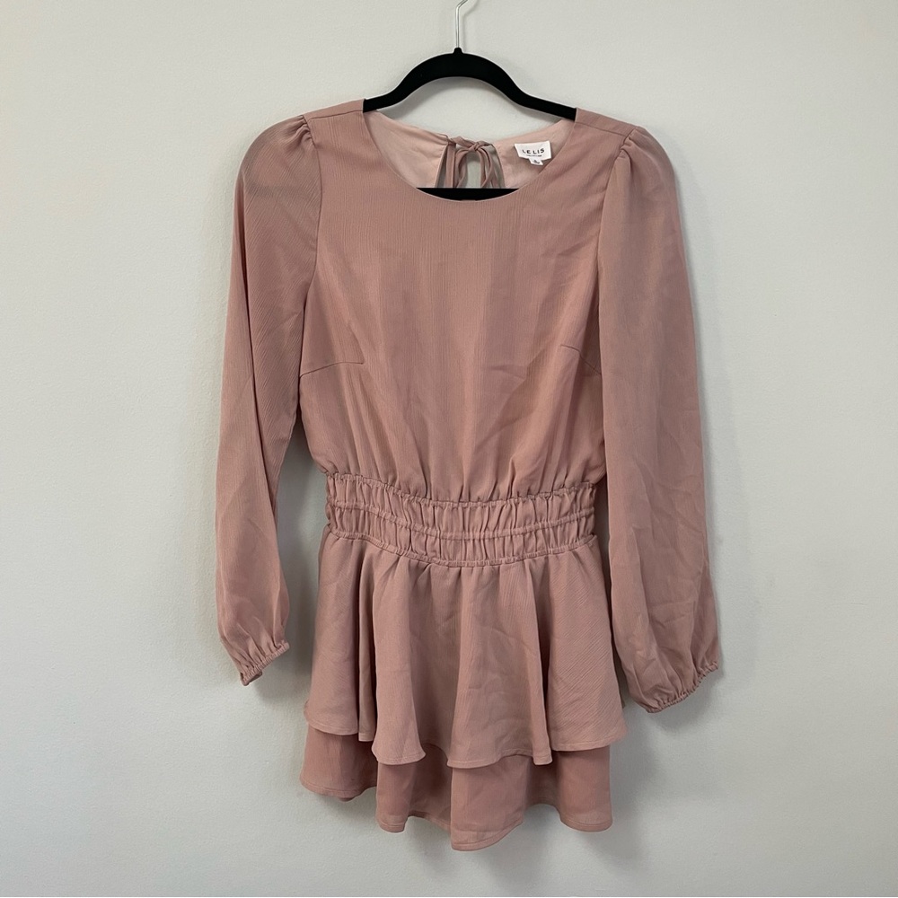 NWOT Le Lis Mauve Long Sleeved Open Back Ruffle Mini Dress